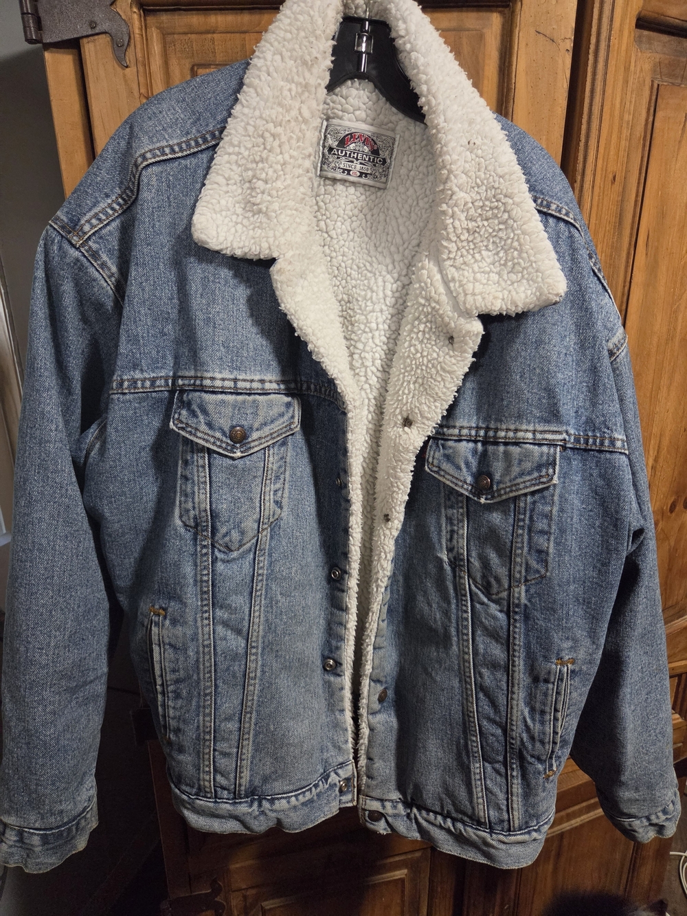 Levi's Light Blue Denim Sherpa-Lined Pea Coat XXL Mens